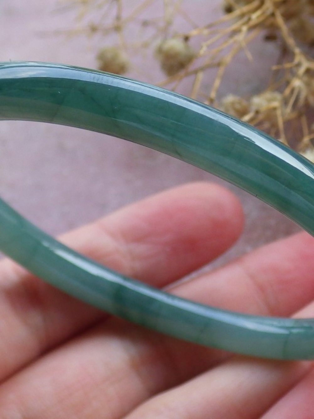 55mm Certified Hand Carved Green Natural A JADE Circle Jadeite Bangle Bracelet